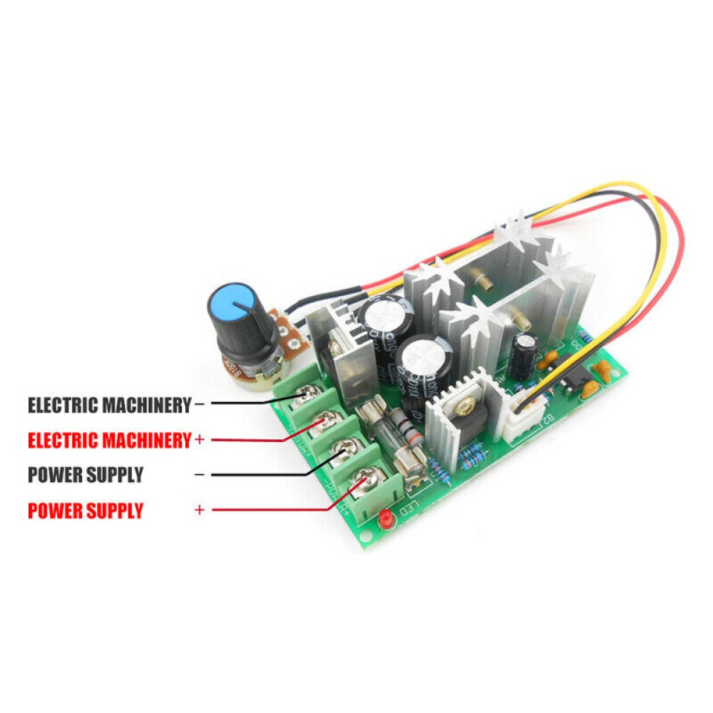 20A PWM DC Motor Speed Controller 12V 24V 36V 48V /w Potentiometer Knob Switch green - Image 3