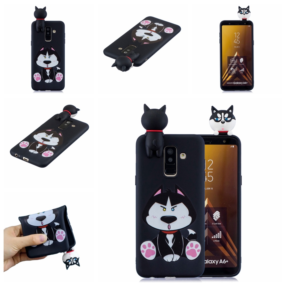 For Samsung A6 plus 2018 3D Cartoon Lovely Coloured Painted Soft TPU Back Cover Non-slip Shockproof Full Protective Case cute husky - Image 2