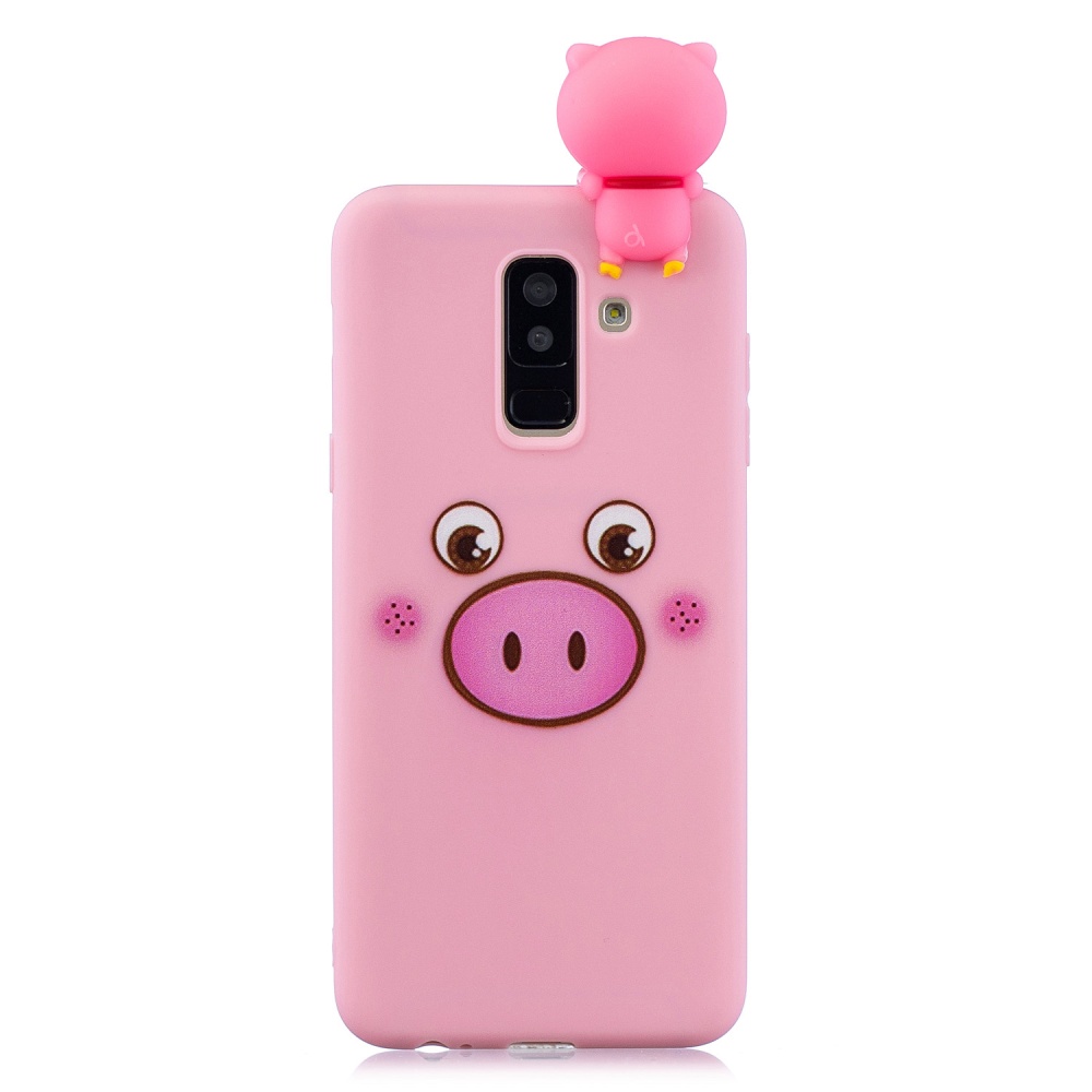 For Samsung A6 plus 2018 3D Cartoon Lovely Coloured Painted Soft TPU Back Cover Non-slip Shockproof Full Protective Case Small pink pig - Image 2