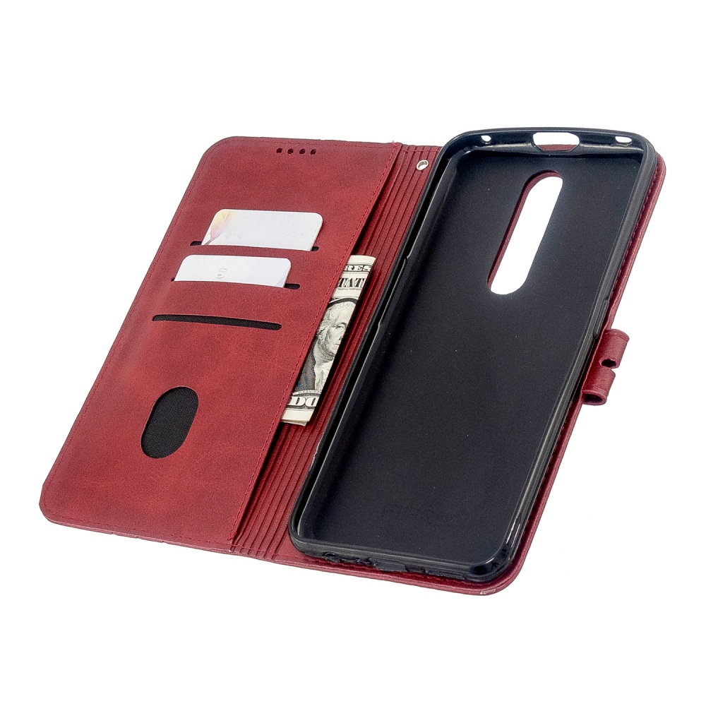 For OPPO F11/F11 Pro Case Soft Leather Cover with Denim Texture Precise Cutouts Wallet Design Buckle Closure Smartphone Shell red - Image 2