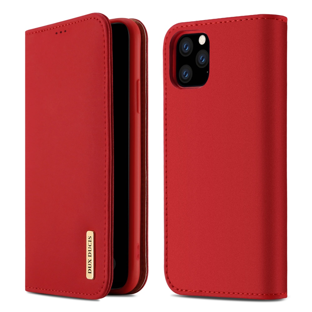 DUX DUCIS for iPhone 11 pro MAX 2019 Luxury Genuine Leather Magnetic Flip Cover Full Protective Case with Bracket Card Slot red - Image 2