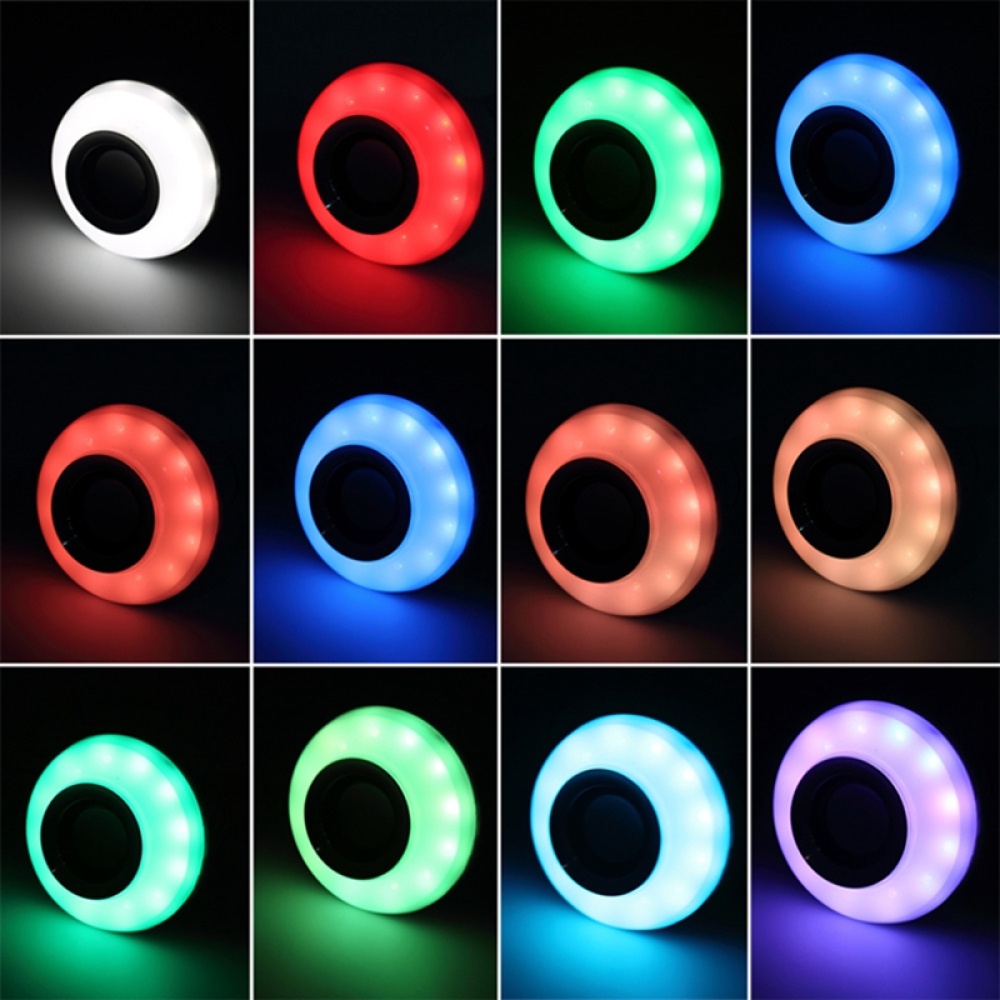 Intelligent E27 LED White + RGB Light Ball Bulb Colorful Lamp Smart Music Audio Bluetooth Speaker - Image 2