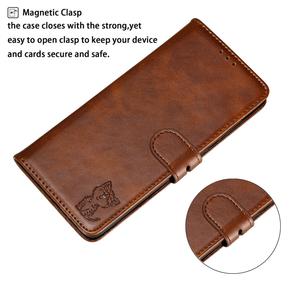 For HUAWEI P40 Pro Mobile Phone Cover PU Leather Front Buckle Smart Shell Anti-fall Case 6 brown - Image 2