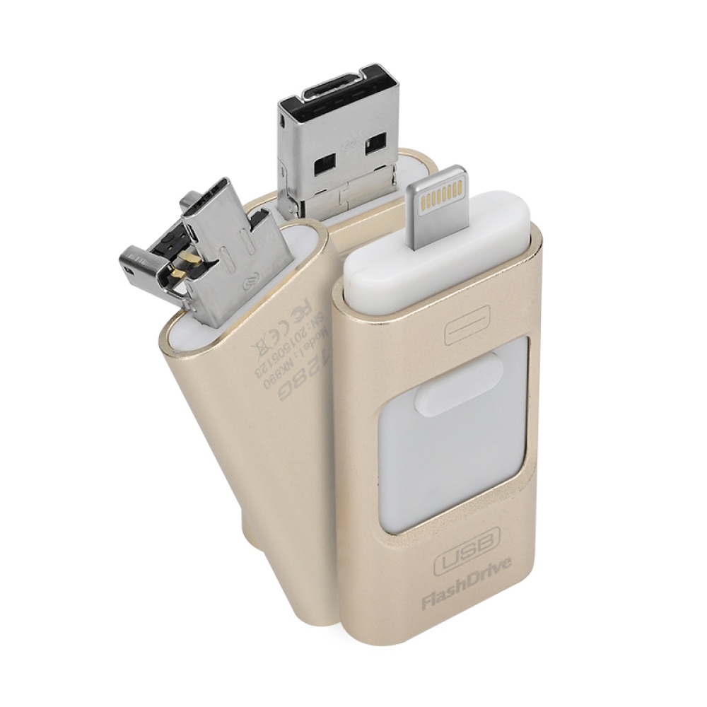 128GB Multi-functional USB FlashDrive - High Speed 2.0, Triple iOS, Android, Windows Interface - Image 2