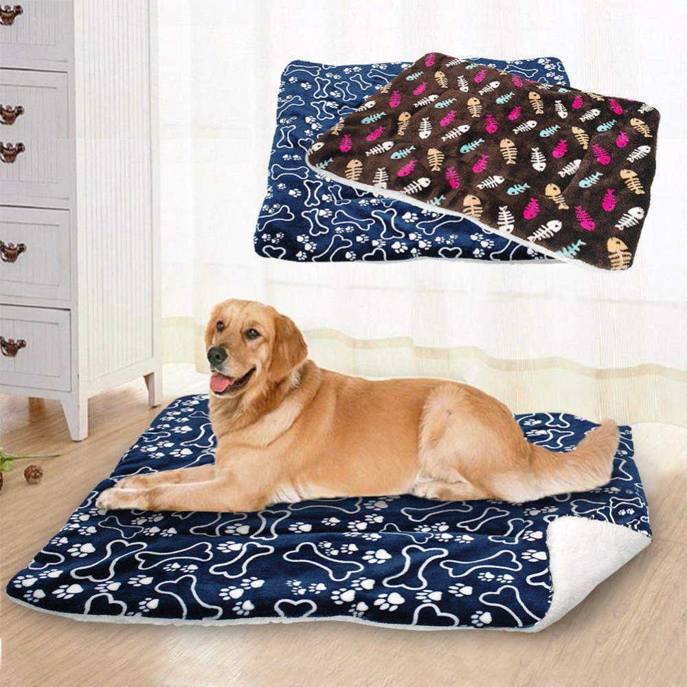 Thicker Washable Blue Bone Pattern Dog Mat Warm Pet Blanket Cushion Resting Seat bone_S - Image 3