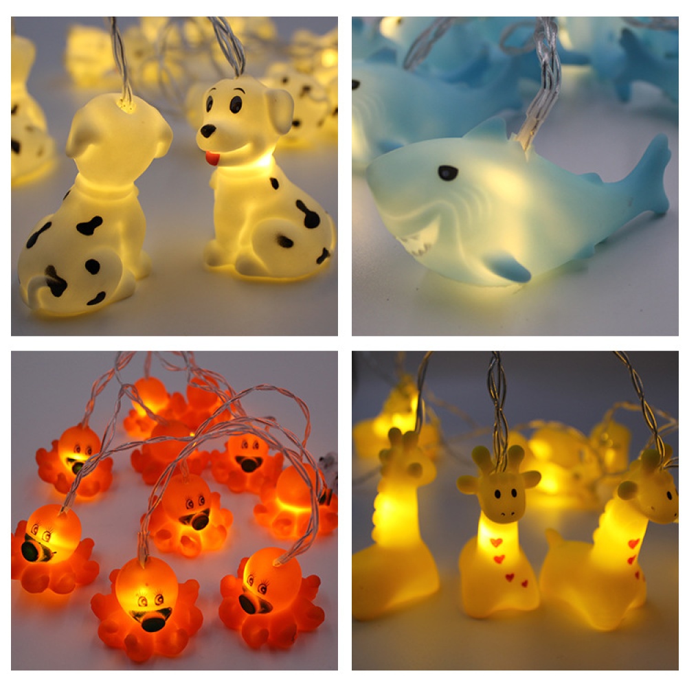 1.8M 10LEDs Cute Animal String Light for Home Party Christmas Decoration Night Lamp shark - Image 2