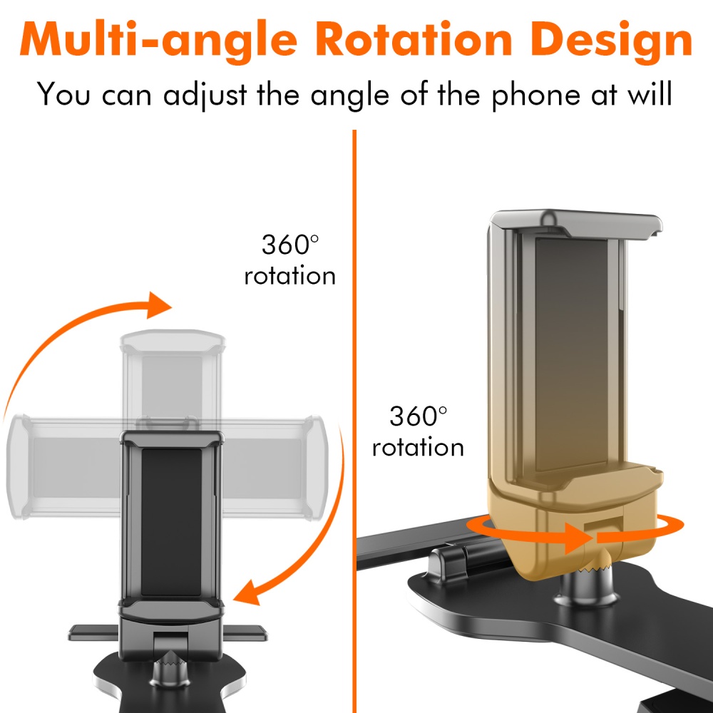 Mobile Phone Holder, Universal Bracket With Luminous Parking Number For Center Console Sun Visor 360 Degree Rotation Quick Disassembly Desig - Image 2