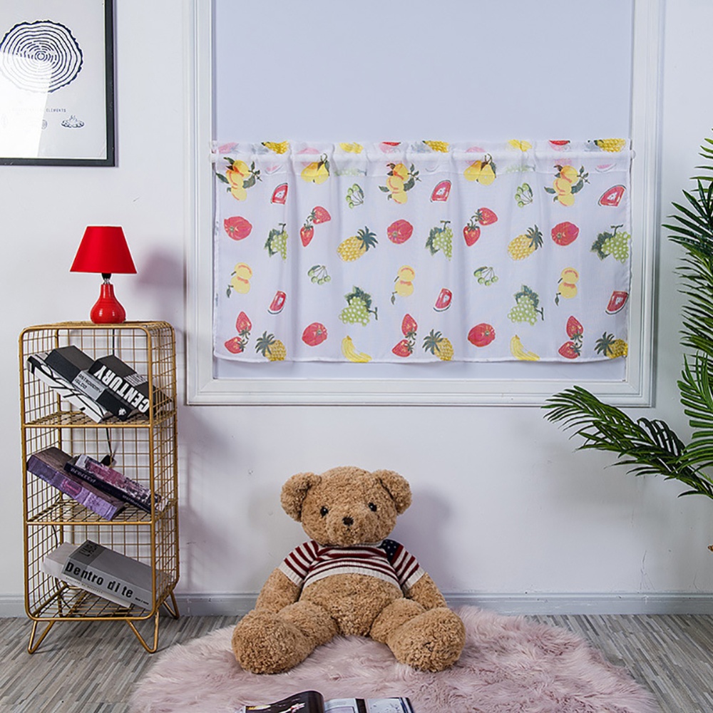 Window Half Curtain Home Decoration Door Simple Kkitchen Drape with Fruit Printing kitchen curtain_W 100cm * H 50cm