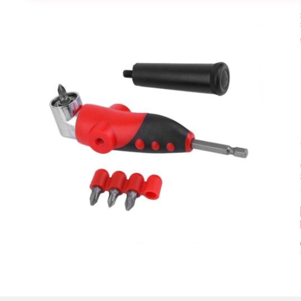 105 Degree Adjustable Hexbit Angle Driver Electric Screwdriver Magnetic Bit Wrench Hex Drive with Cross Black red - Image 2