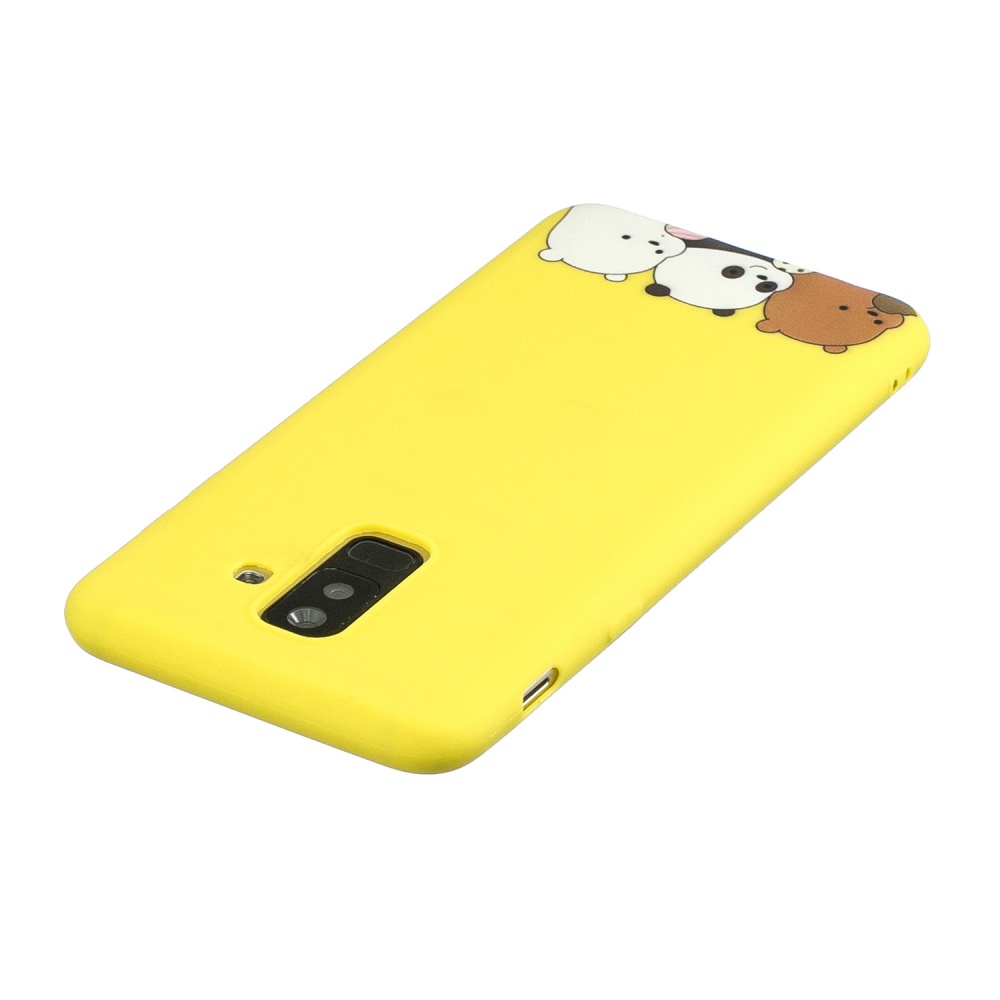 For Samsung A6 plus 2018 Cute Coloured Painted TPU Anti-scratch Non-slip Protective Cover Back Case with Lanyard yellow - Image 2