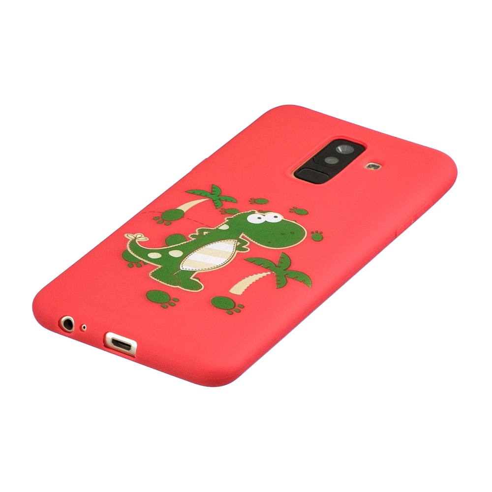 For Samsung A6 plus 2018 Cute Coloured Painted TPU Anti-scratch Non-slip Protective Cover Back Case with Lanyard red - Image 2