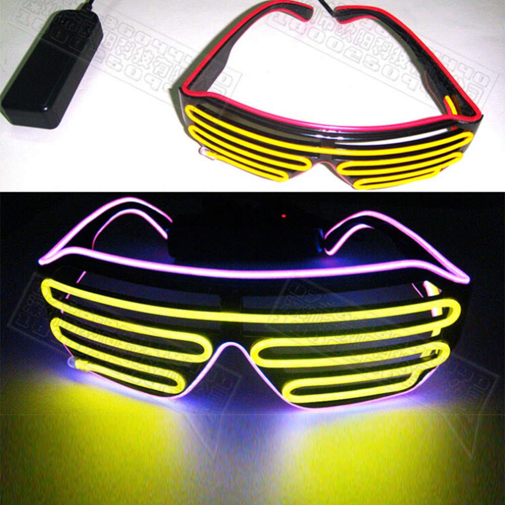 LED Double-color Luminous Glasses Light UP Shades Type Christmas Activities Wedding Birthday Party Decoration Pink frame + yellow glass