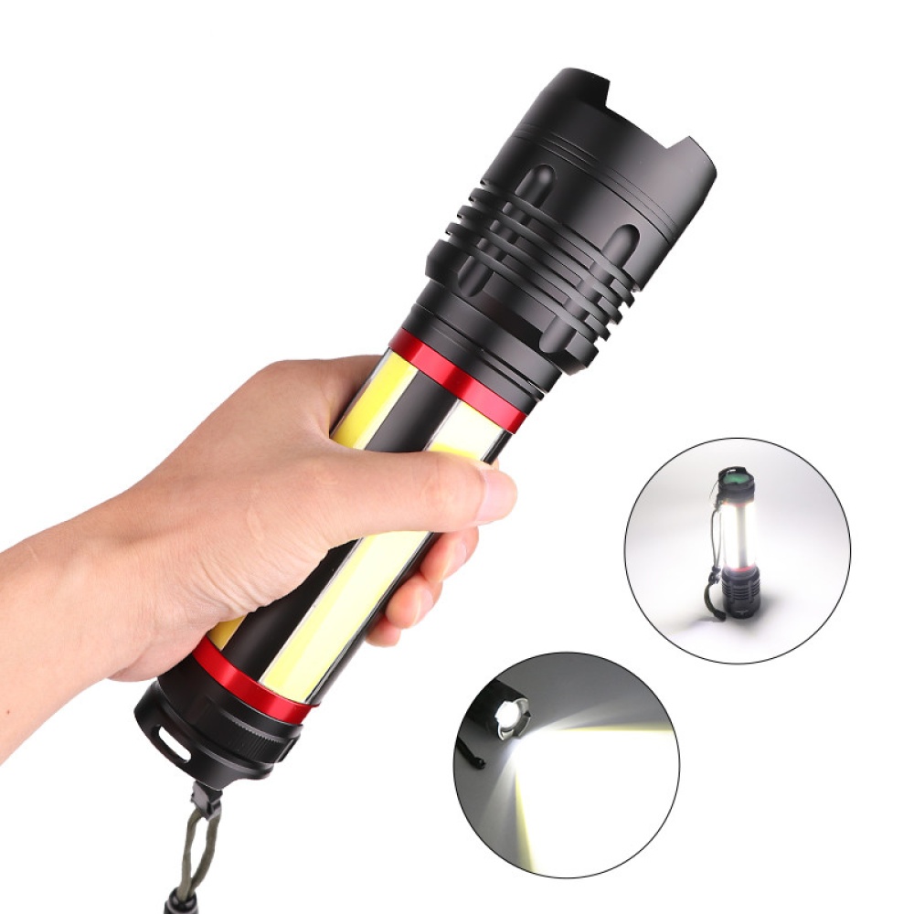 XHP 70+COB LED High Bright USB Rechargeable Flashlight with Battery Reminder Function black_A119 - Image 3