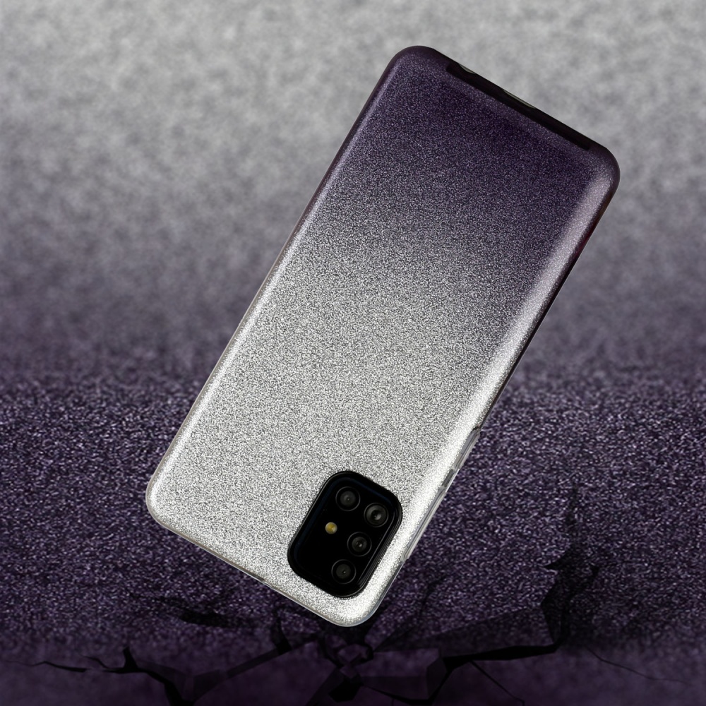 For Samsung A01/A11 European version/A31/A71 Phone Case Gradient Color Glitter Powder Cover with Airbag Bracket black - Image 2