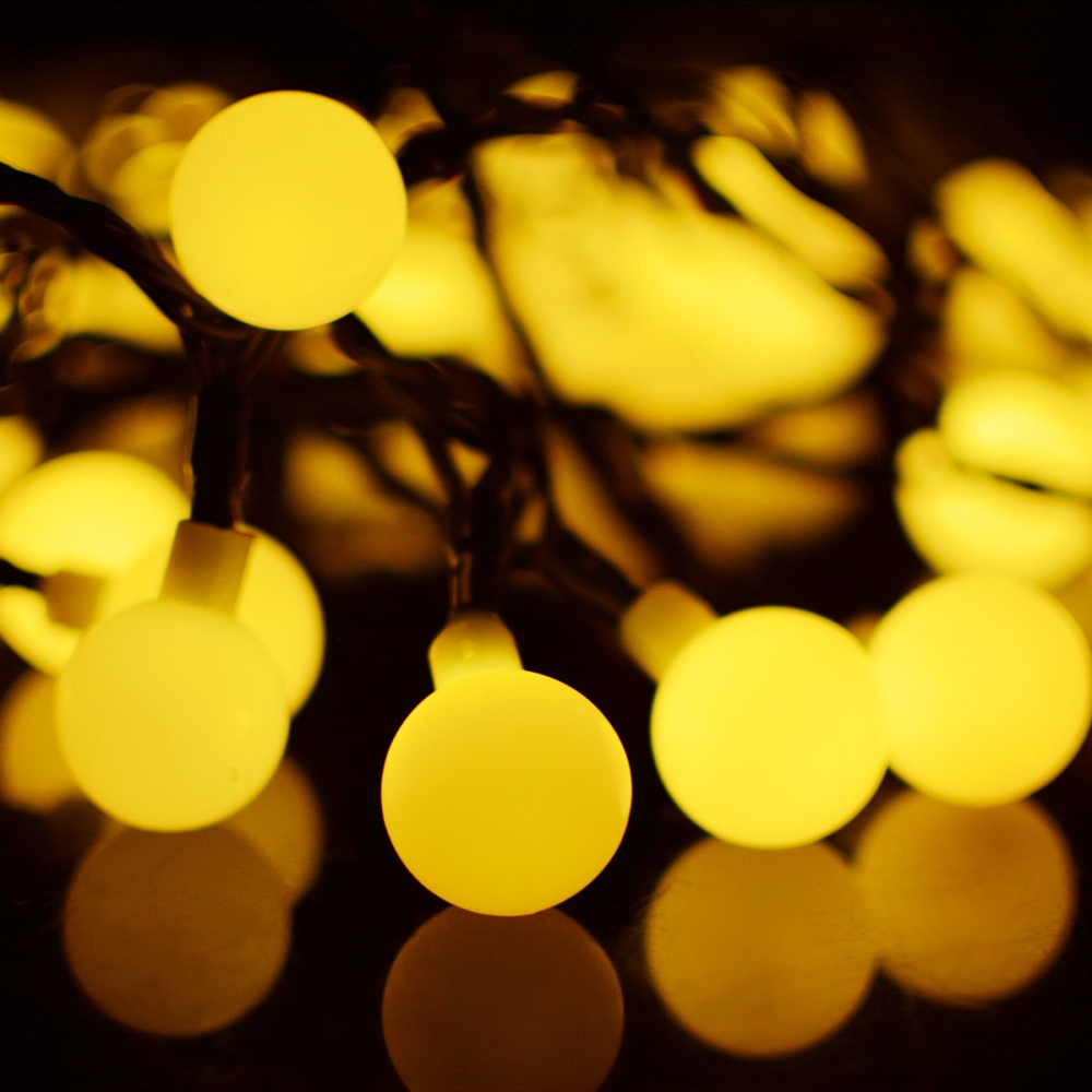 7M 50LEDs Simple Round Ball Shape Waterproof Solar String Light Lawn Lamp warm light_(ME0004002)