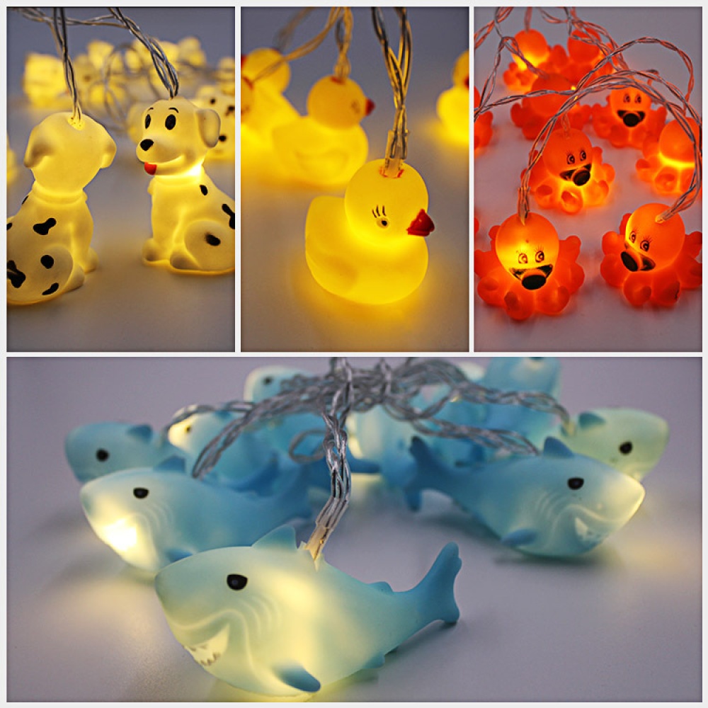 1.8M 10LEDs Cute Animal String Light for Home Party Christmas Decoration Night Lamp shark - Image 3