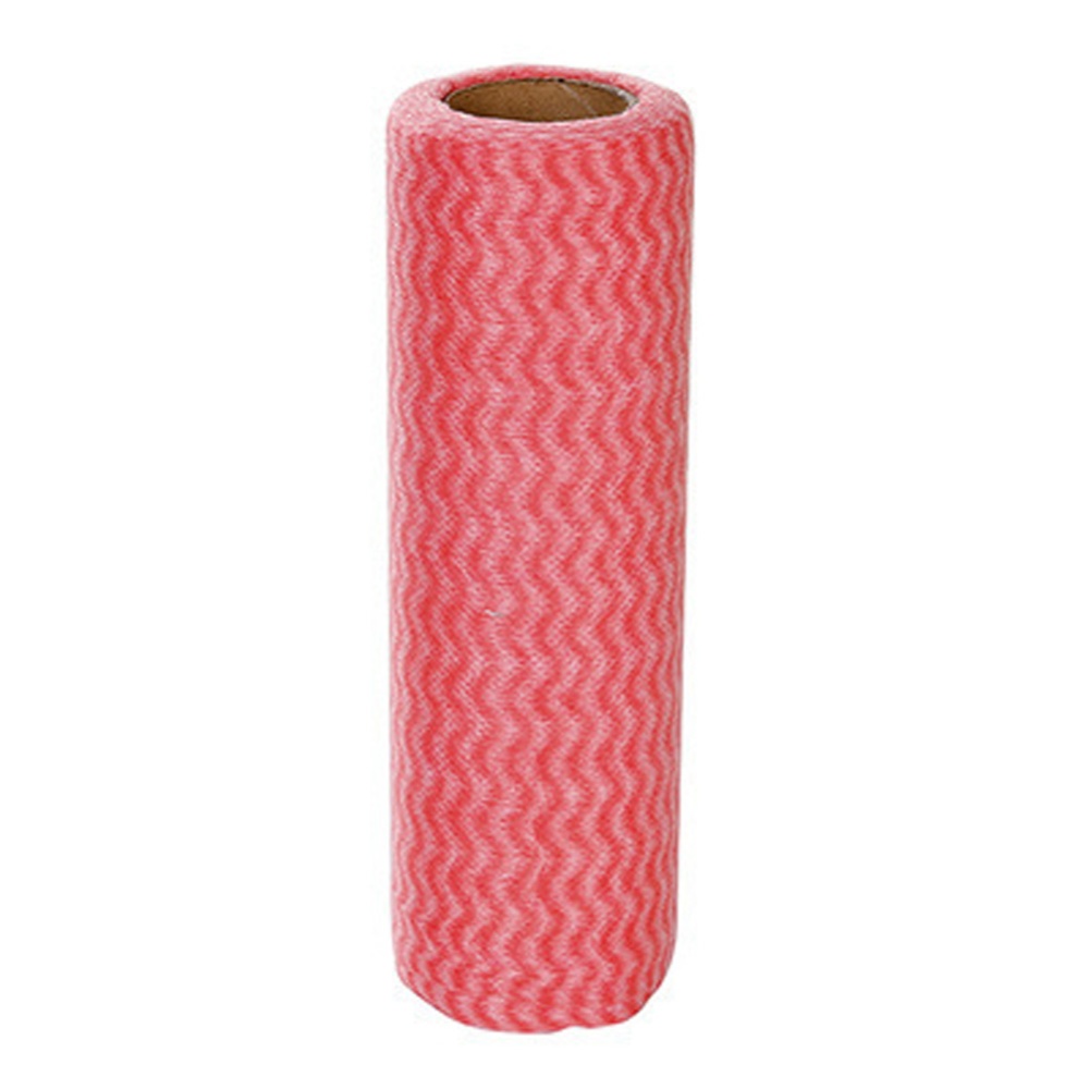 25 Sheets/Roll Disposable Cleaning Cloth for Kitchen Non-woven Dish Towel red