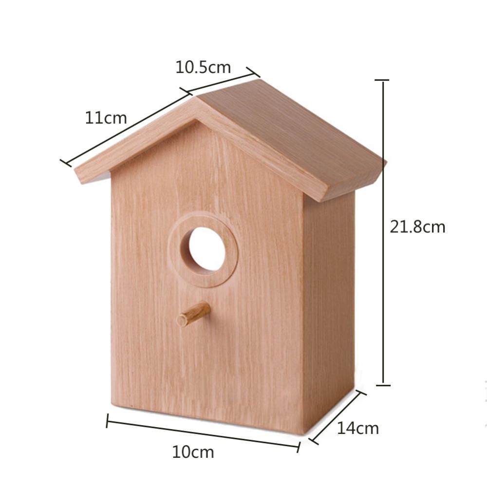 Outdoor Wooden DIY Bird Nest Cage Feeder with Suction Cup Window Decorations Wood color_L - Image 3