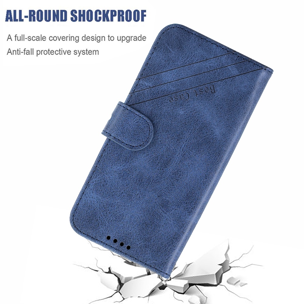 For OPPO F11/F11 Pro Case Soft Leather Cover with Denim Texture Precise Cutouts Wallet Design Buckle Closure Smartphone Shell blue - Image 2