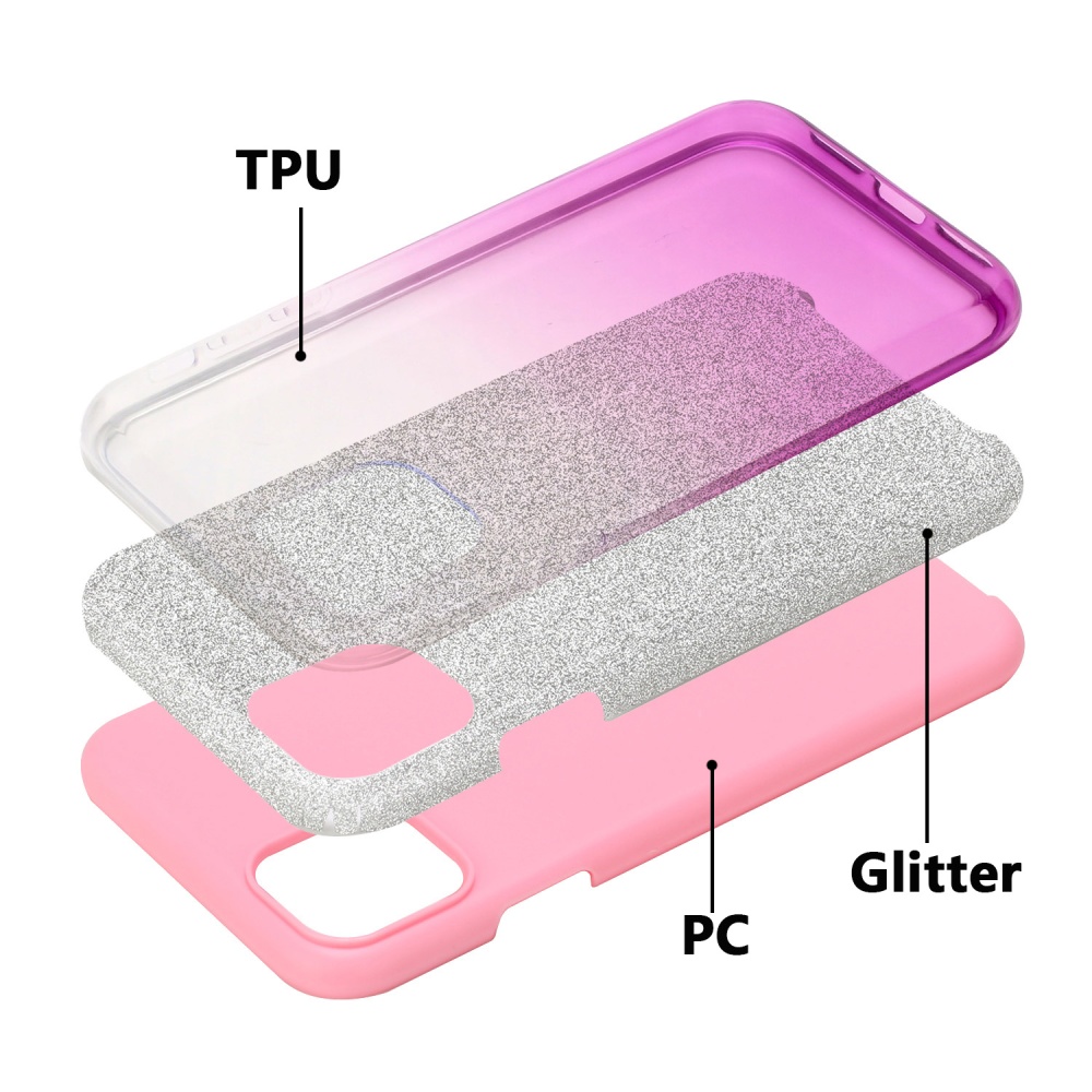 For iphone X/XS/XR/XS MAX/11/11 pro MAX Phone Case Gradient Color Glitter Powder Cover with Airbag Bracket purple - Image 2