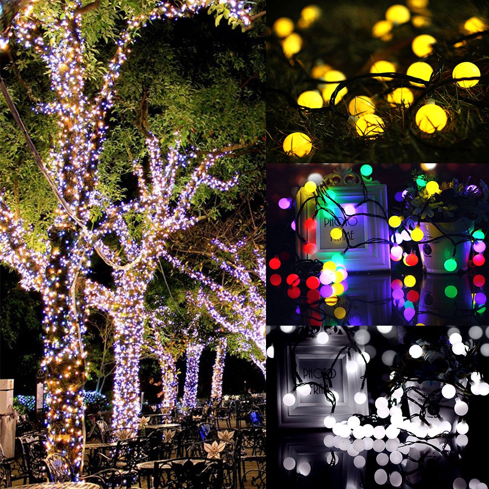 7M 50LEDs Simple Round Ball Shape Waterproof Solar String Light Lawn Lamp Color light_(ME0004003)