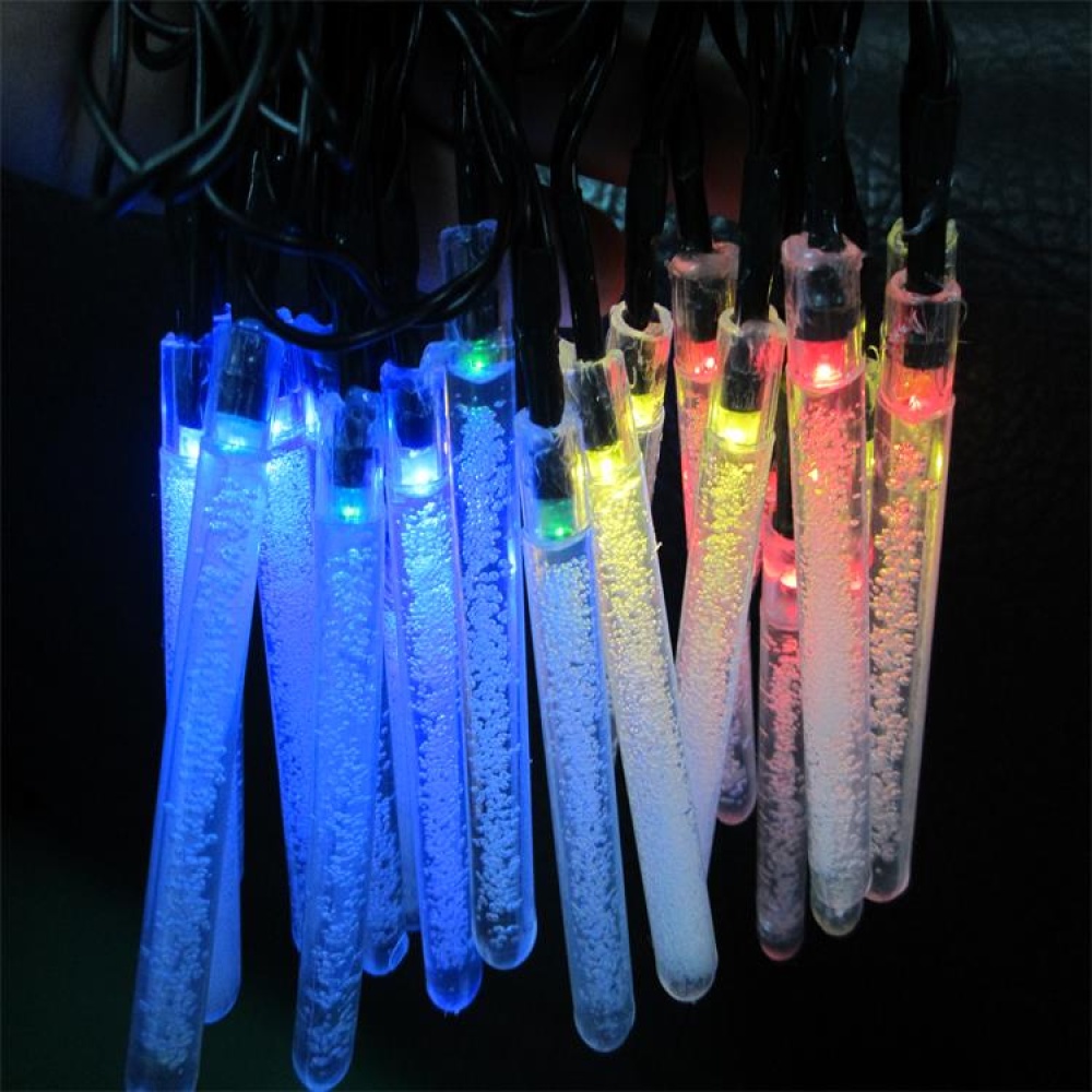 6M 30LEDs Solar Powered Bubble Icicle Hanging String Light Wedding Party Decor Color light_(ME0004503)