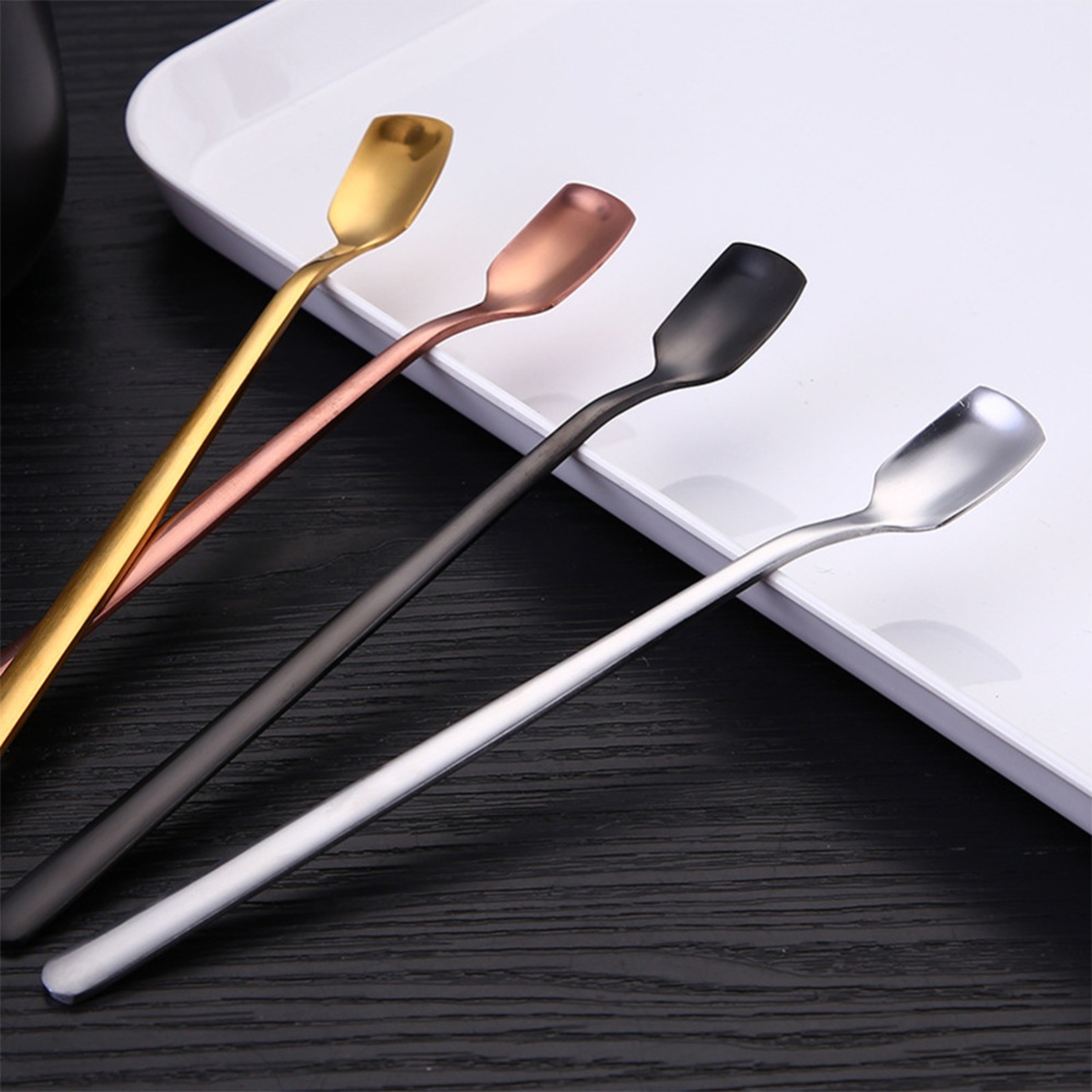 Stainless Steel Square Head Long Handle Mixing Stirring Ice Tea Spoon for Bar Tableware Large rose gold - Image 3