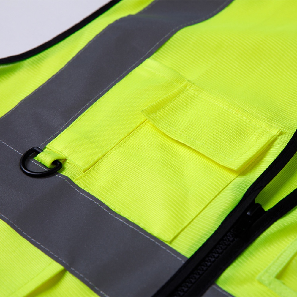 Adults High Visibility 5 Pockets Safety Reflective Zipper Vest Warning Waistcoat - Image 2