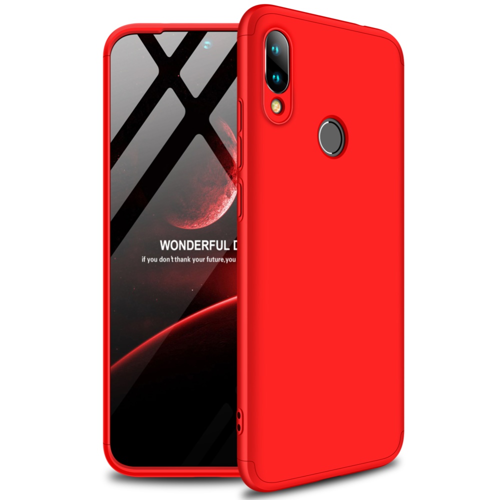 for Redmi NOTE 7 Ultra Slim PC Back Cover Non-slip Shockproof 360 Degree Full Protective Case Red black red_Redmi - Image 2