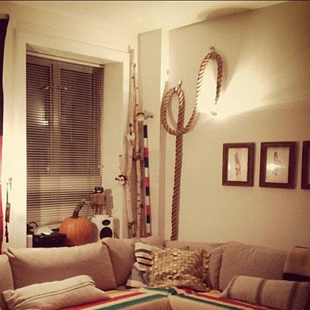 Vintage Rustic Hemp Rope 85-265V Ceiling Chandelier Wiring Creative Hanging Lights for Living Room