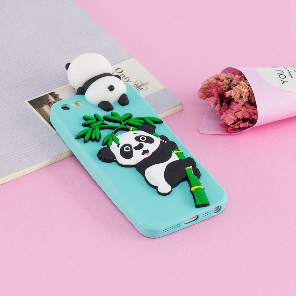 For iPhone 5/5S/SE/6/6S/6 Plus/6S Plus/7/8/7 Plus/8 Plus Phone Case 3D Cartoon Panda Bamboo Cellphone Back Shell Shockproof Smartphone Cover - Image 2