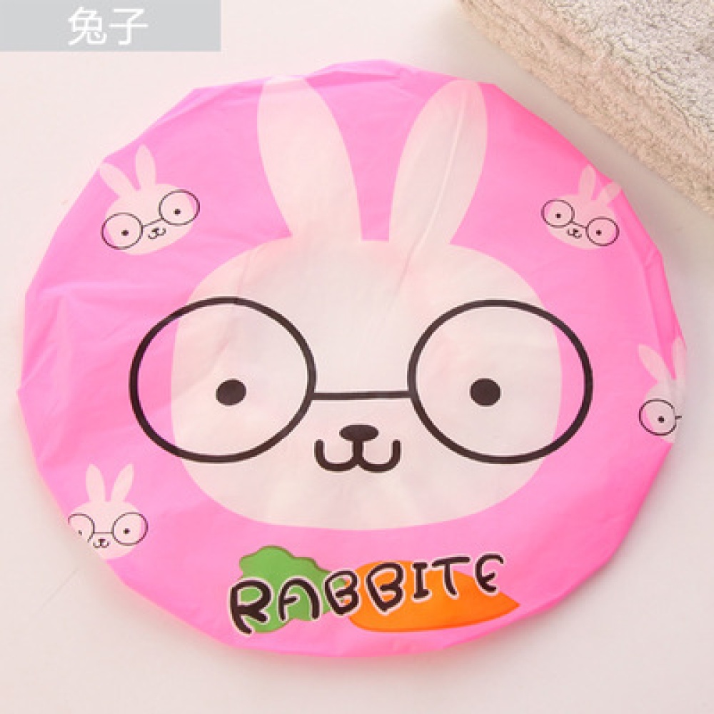 Cute Cartoon Animal Waterproof Shower Cap Resuable Lace Elastic Band Bath Hair Caps Hat - Panda - Image 2