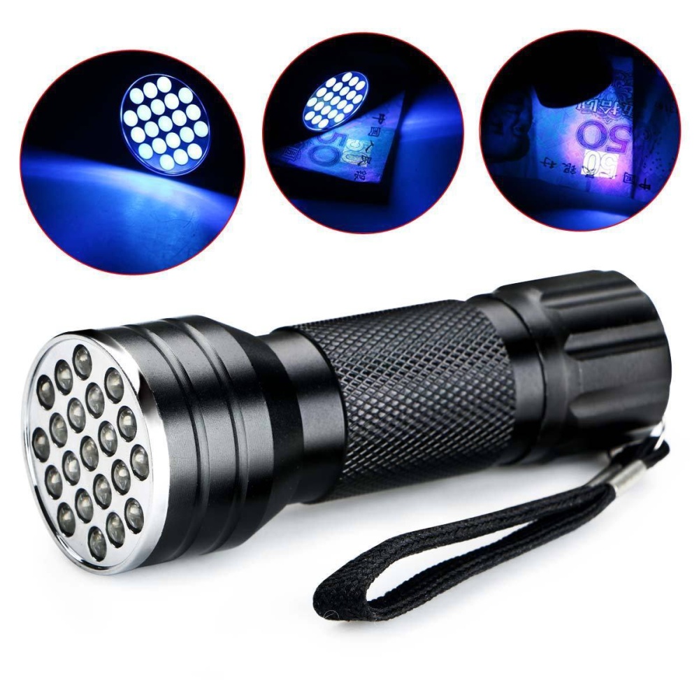 21LED UV Flashling Lamp Superior Beads Ultraviolet Ray Torchlight Camping Climbing black - Image 3