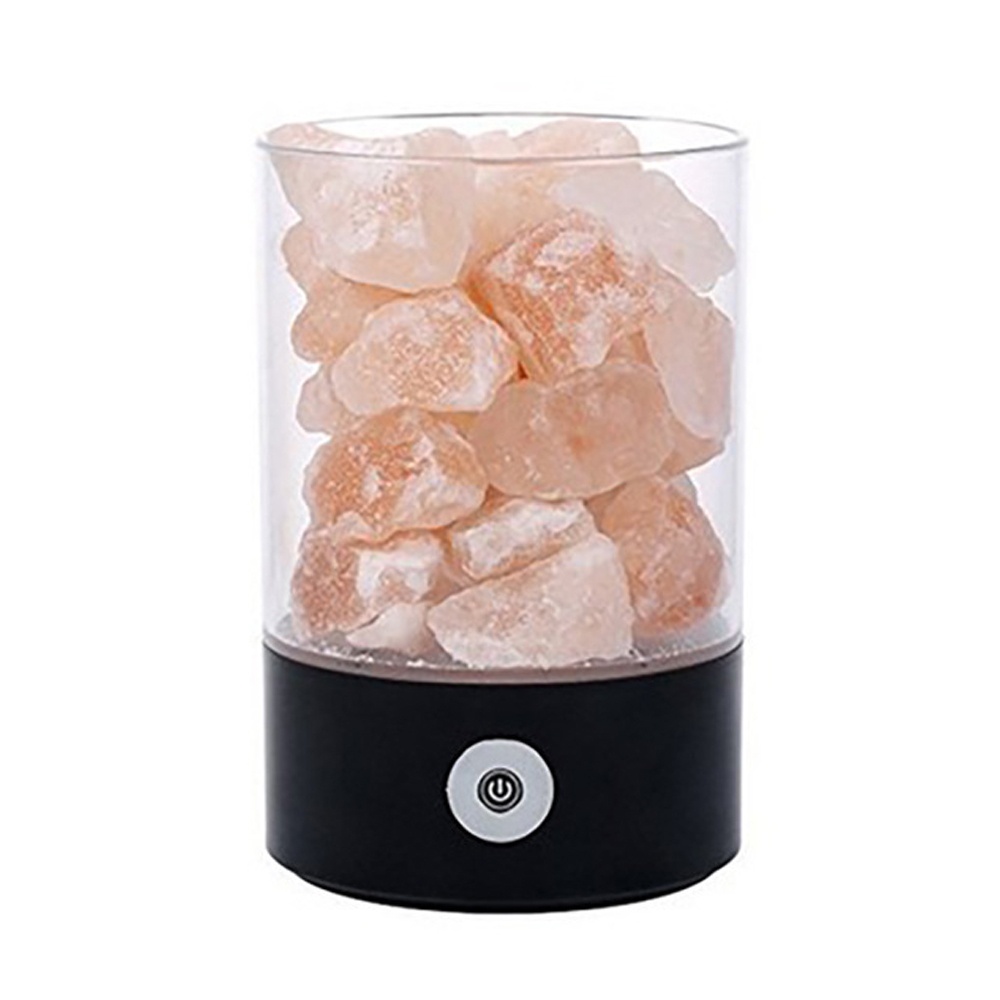 Romantic USB 7 Colors Change Salt Lamp Air Purifier Night Light for Bedside Sleeping black