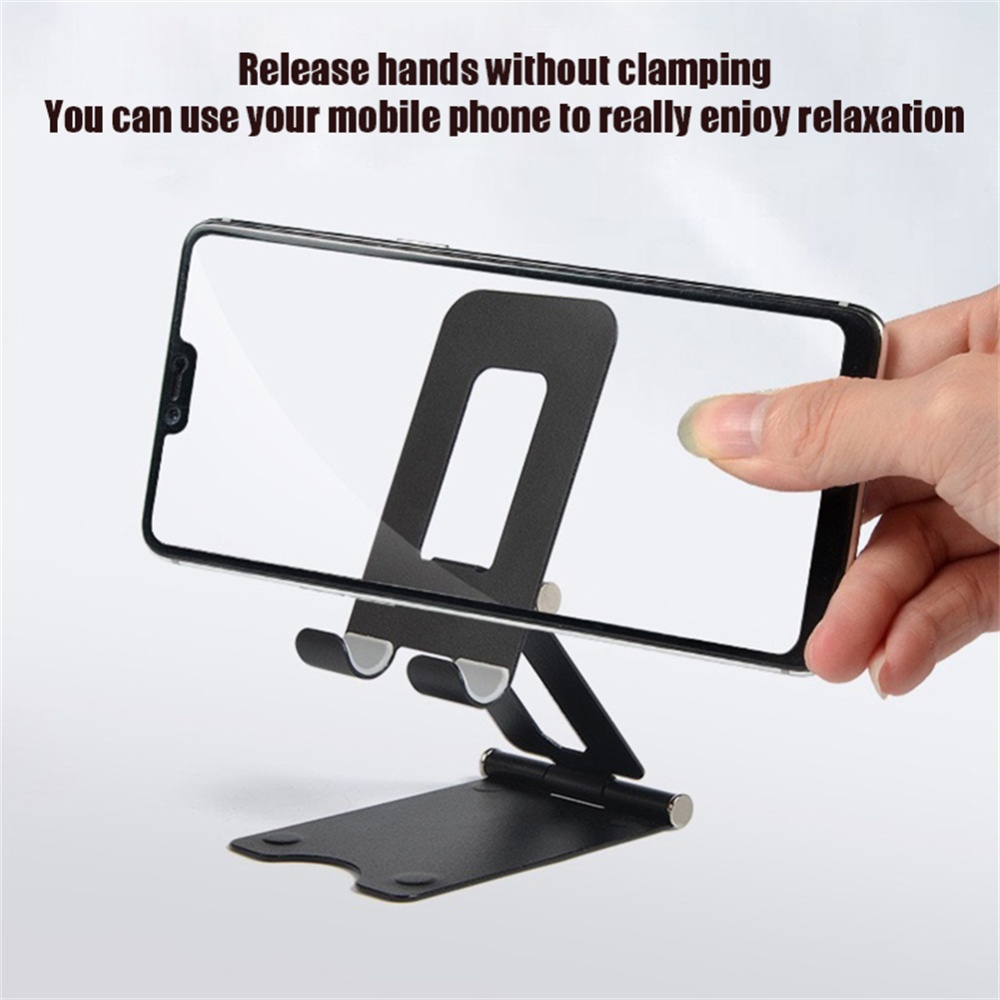 Metal Adjustable Mobile Phone Bracket Solid Color Universal Tablet Holder Foldable Portable Desk Stand For Home Office Supplies black - Image 2