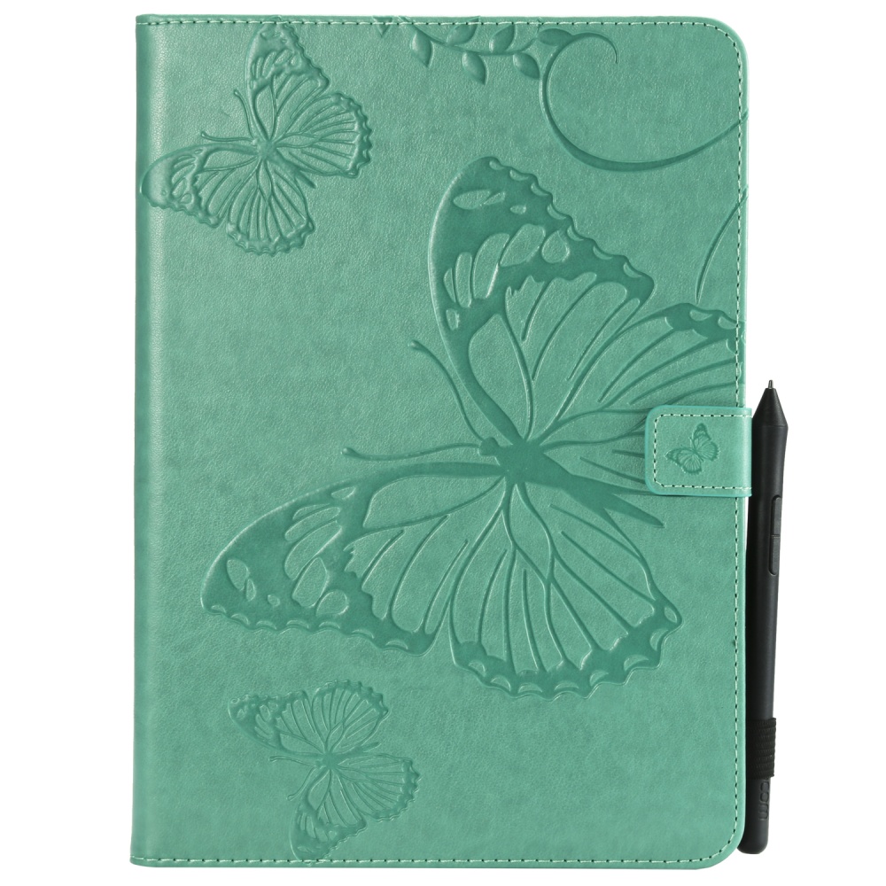 For iPad 5/6/air1/air2 9.7 Fashion Butterfly Embossed PU Leather Magnetic Closure Stand Case Auto Wake/Sleep Cover with Pen Slot gray - Image 2