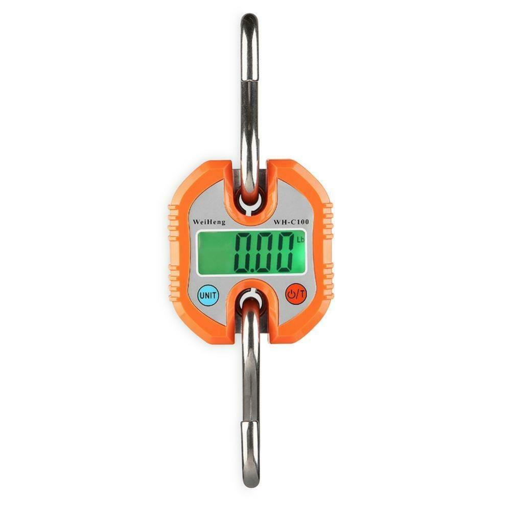 150kg x 50g Mini Heavy Duty Electronic Digital Hook Scale Hanging Crane LCD Balance Weight Orange
