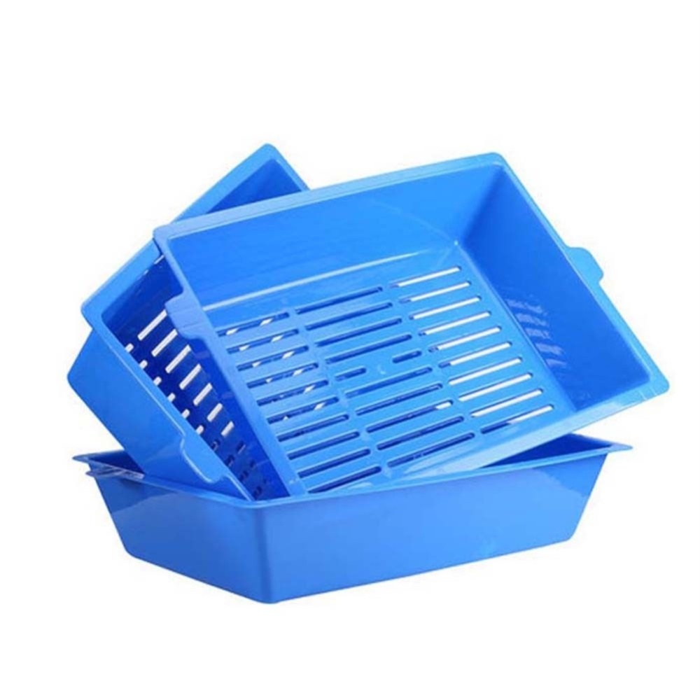 3 in 1 Self Sifting Tray Cat Litter Box Simple Stylish Antimicrobial Pet Toilet Training blue