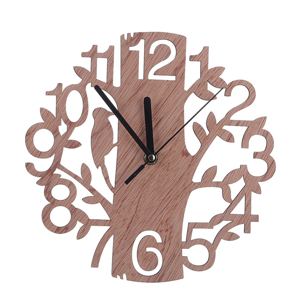 22CM Stylish Wooden Tree-Shape Wall Clock Home Decoration Gift
