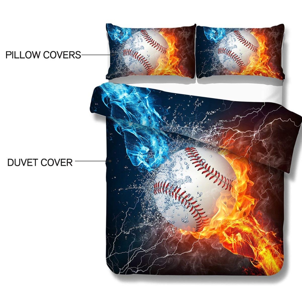 3pcs/set 3D Sports Theme Bed Set Quilt Cover Pillowcases Housewarming Gift Decoration Rugby_200X200CM - Image 3