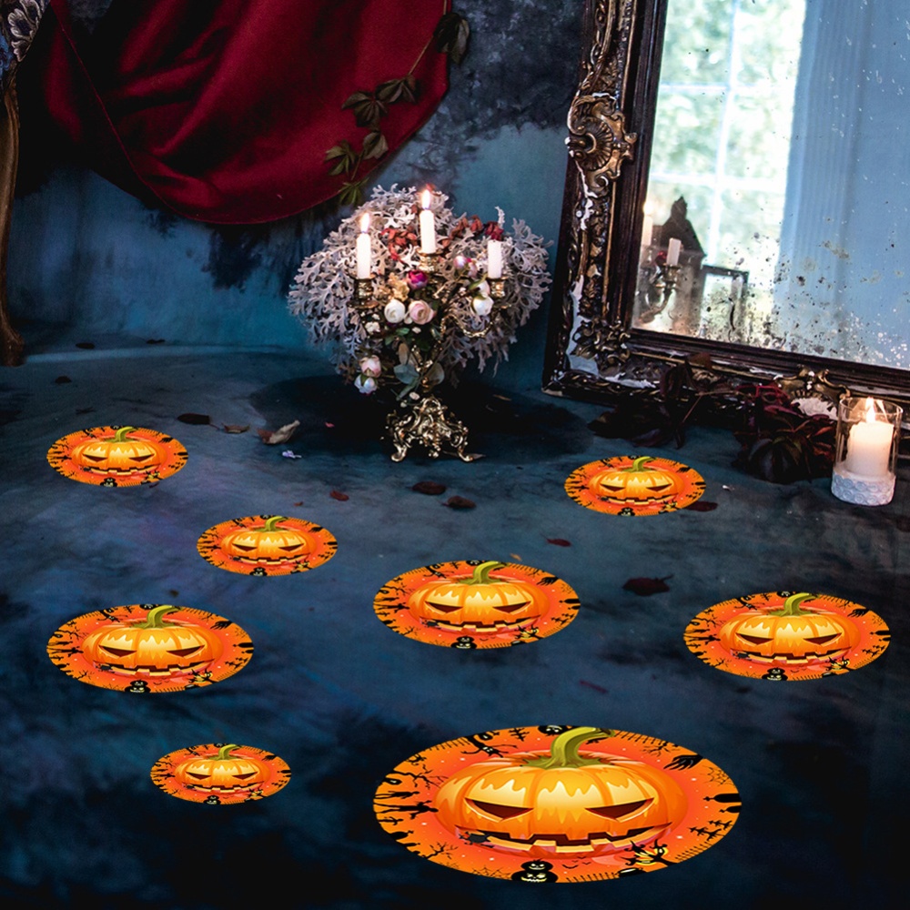 12Pcs Halloween Round Floor Sticker Decor Living Room Scary Eyes Pumpkin Wall Mural Decals HW001 - Image 2