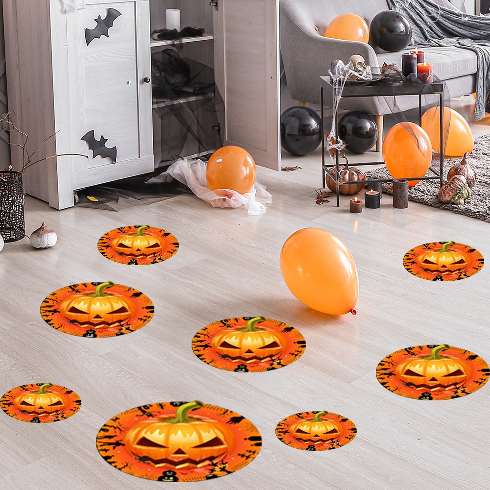 12Pcs Halloween Round Floor Sticker Decor Living Room Scary Eyes Pumpkin Wall Mural Decals HW001 - Image 3