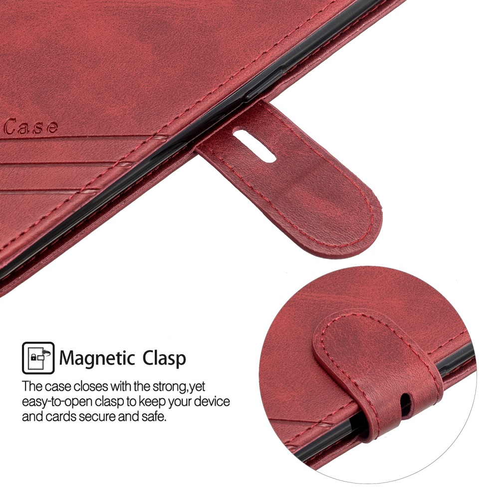 For OPPO F11/F11 Pro Case Soft Leather Cover with Denim Texture Precise Cutouts Wallet Design Buckle Closure Smartphone Shell red - Image 2