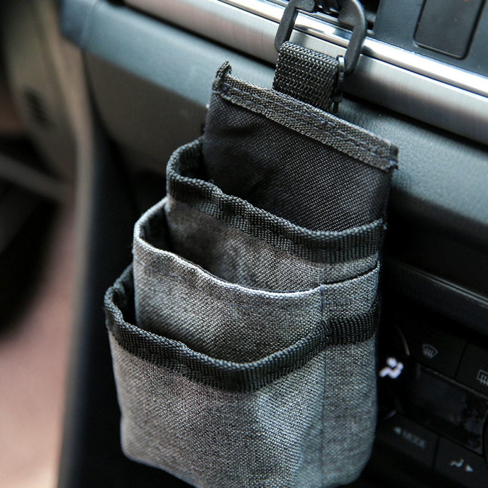 Car Pocket Ventilation Mobile Phone Bag Storage Small Organizer black - Image 2