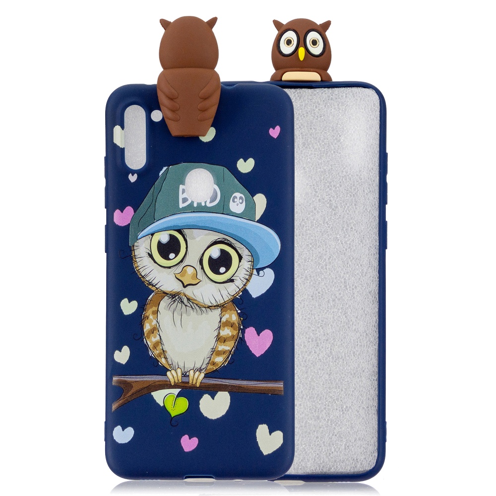 For Samsung A11 Soft TPU Back Cover 3D Cartoon Painting Mobile Phone Case Shell Royal Blue Owl - Image 2