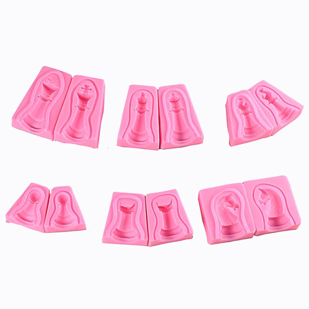 6Pcs Irregular 3D Chess Shape Silicone Mold for fondant Chocolate Cake Decoration Bakeware 6PCS
