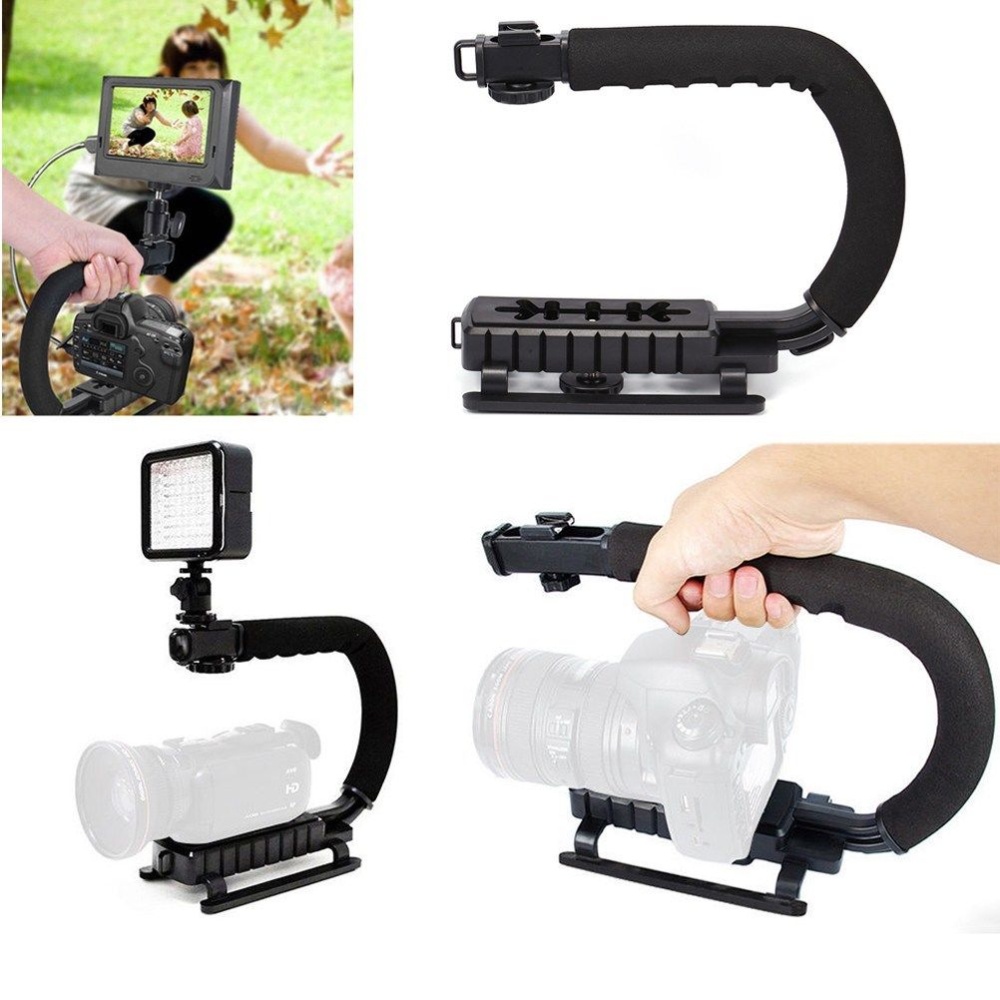 U shape Handheld Bracket Handle Grip Stabilizer for Canon DSLR Camera Camcorder Video black - Image 2