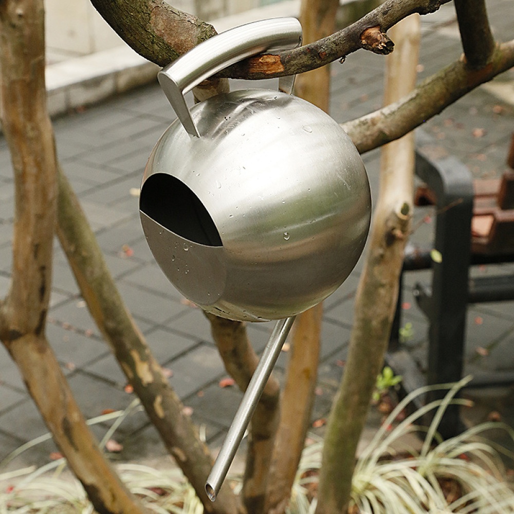 1L Stainless Steel Long-Mouth Watering Can Spherical Household Gardening Tool As shown - Image 2