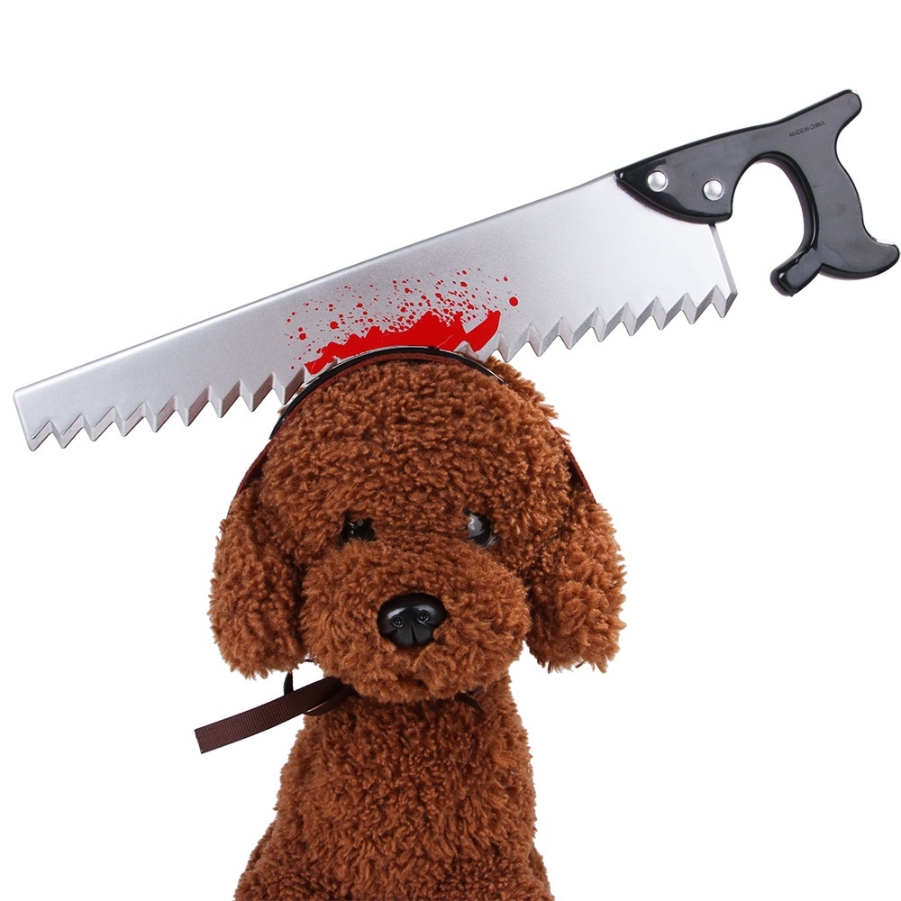 Pet Scary Headgear Cosplay Prank Prop for Halloween Cats Dogs scissors_M - Image 3