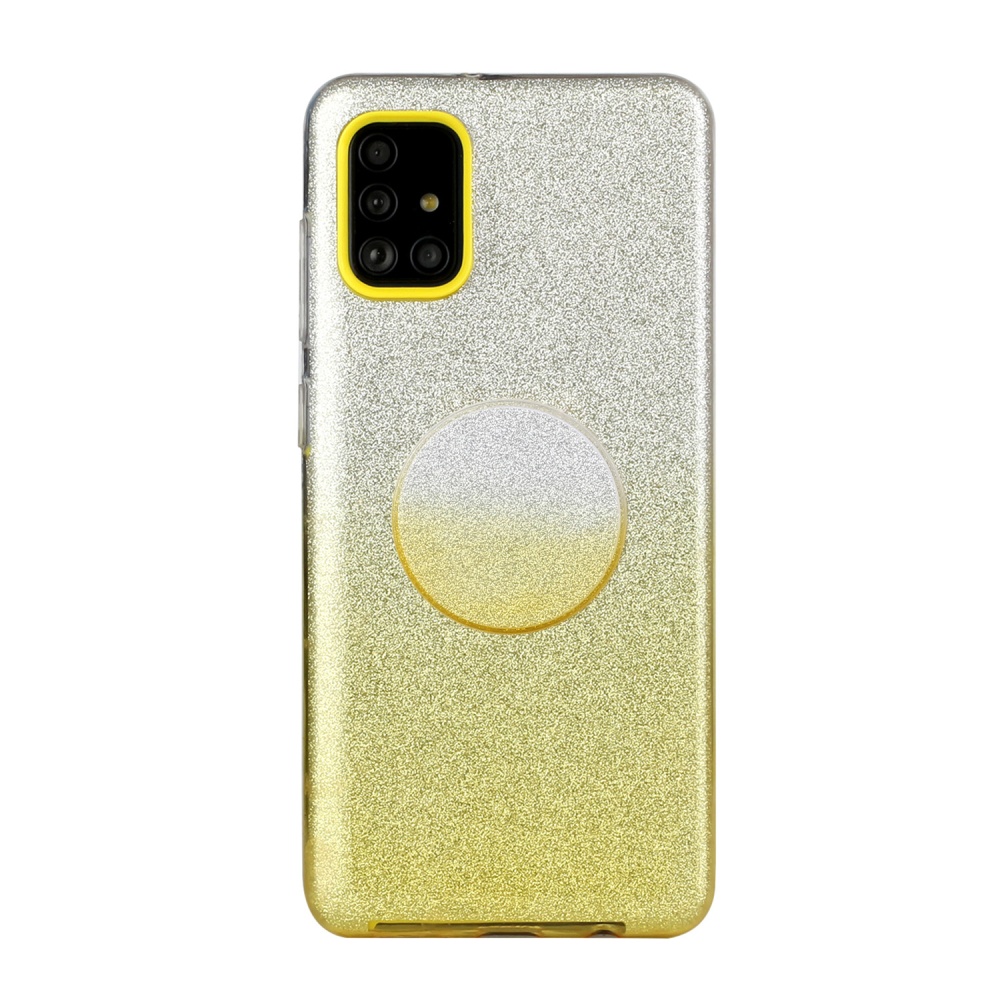 For Samsung A01/A11 European version/A31/A71 Phone Case Gradient Color Glitter Powder Cover with Airbag Bracket yellow - Image 2